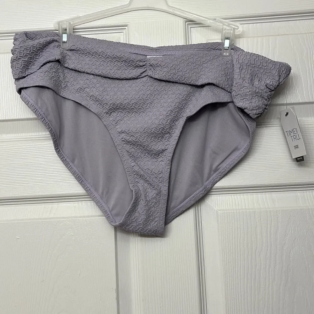 Women's Time and Tru Purple 1x Bikini Bottoms